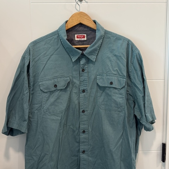 🏴 Wrangler Green Casual Button Down Shirt size XXL - Picture 3 of 9